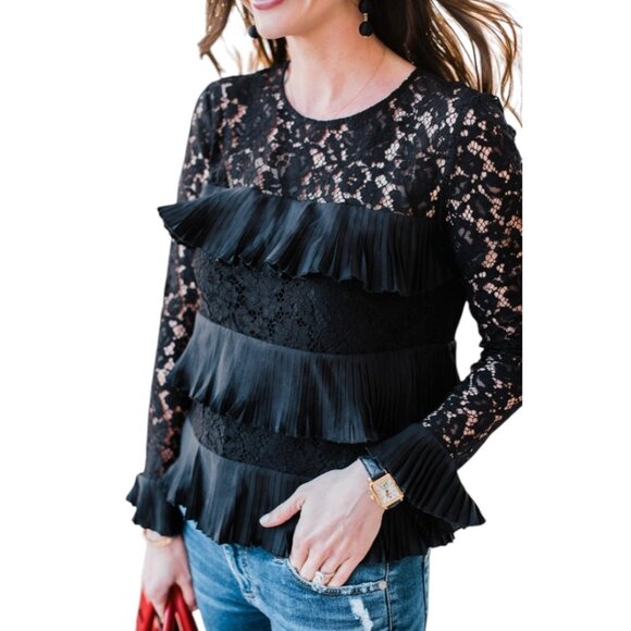 J. Crew Tops - J.Crew‎ Lace Pleated Tiered Top – Size 4P
